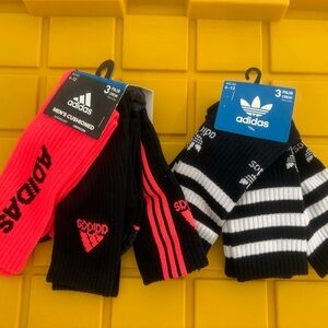 adidas Men's Cushioned Crew Socks — Black & Bright Pink Pair Set